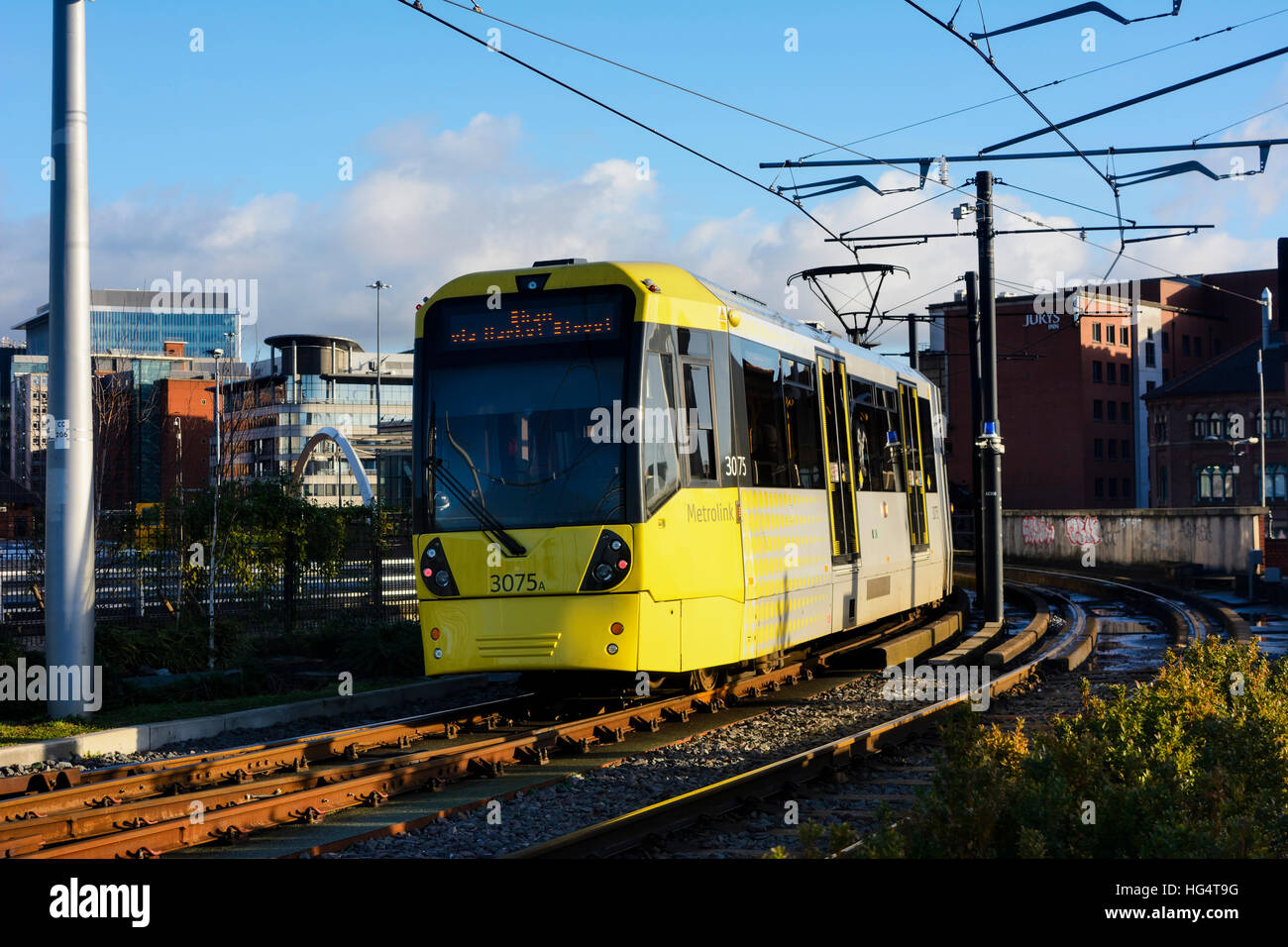 The Light Railway System at Deansgate Station in Manchester England,. Stock Photo