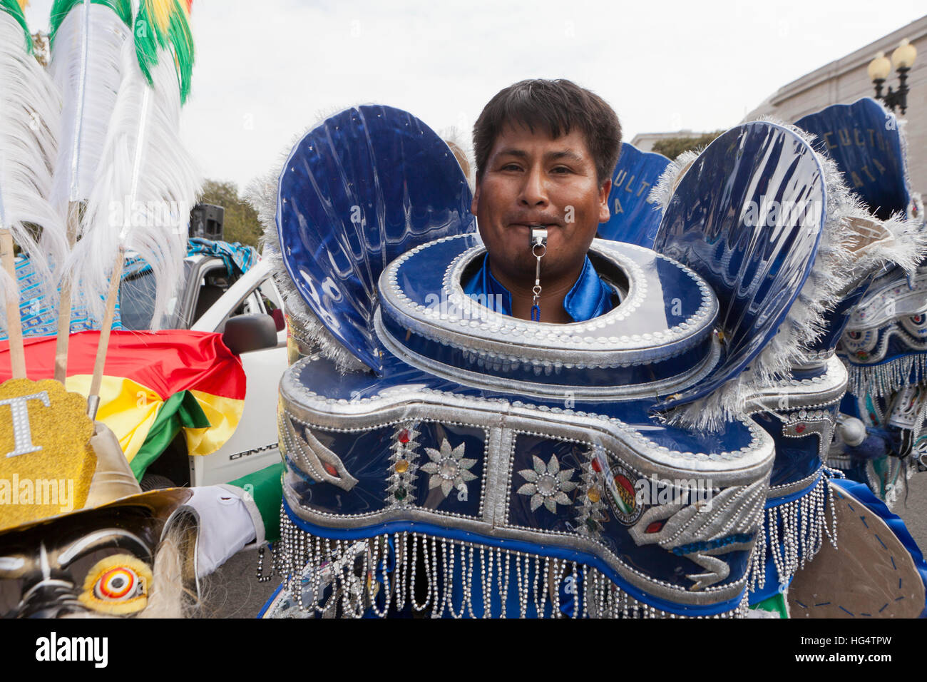 Traditional Bolivian Morenada dancers at Latino festival - Washington, DC USA Stock Photo
