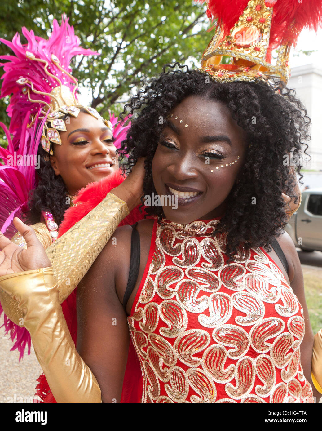 Brazilian samba dancer in costume at Latino Festival - Washington, DC USA Stock Photo