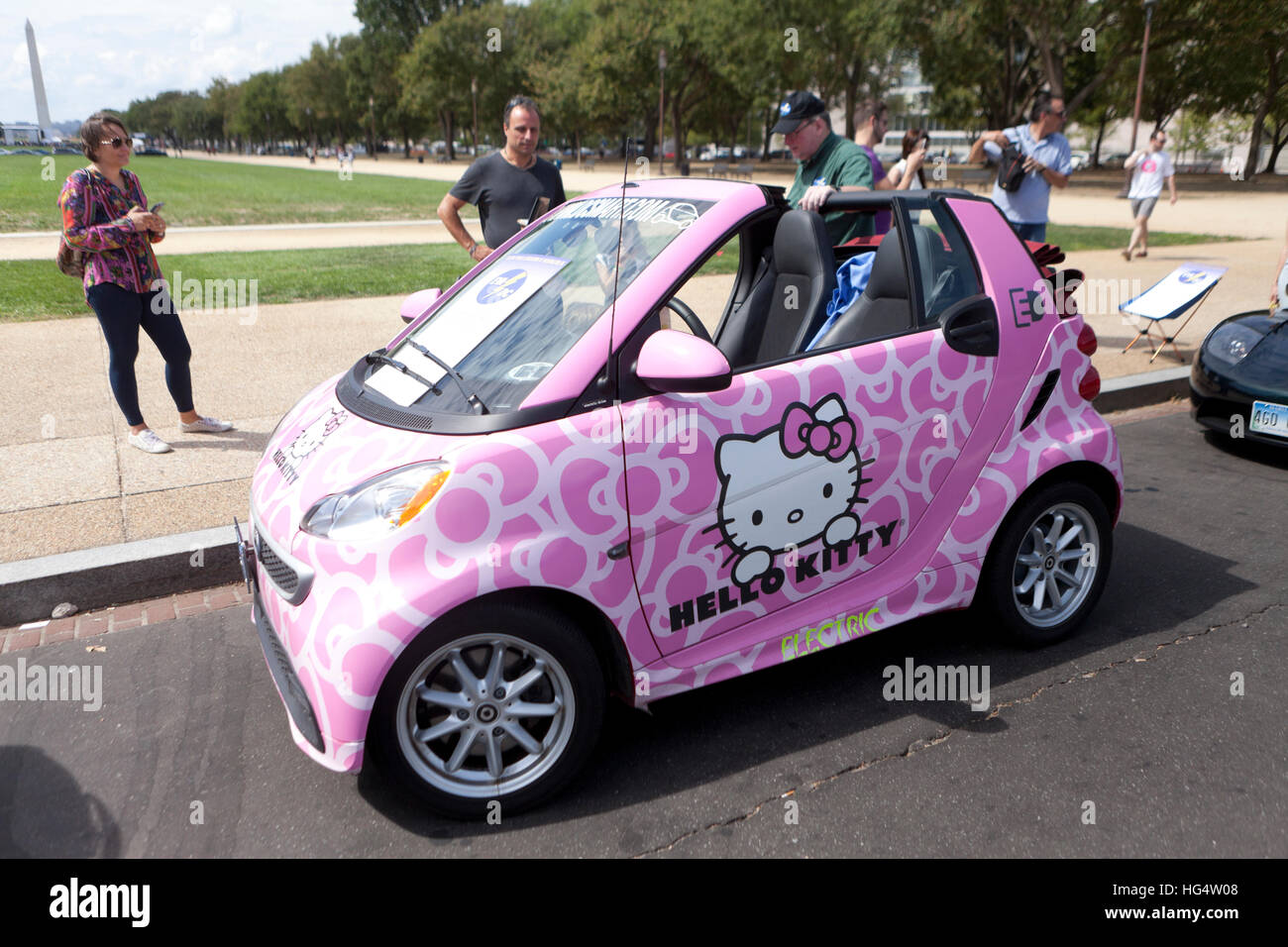 Hello Kitty branded Smart car - USA Stock Photo