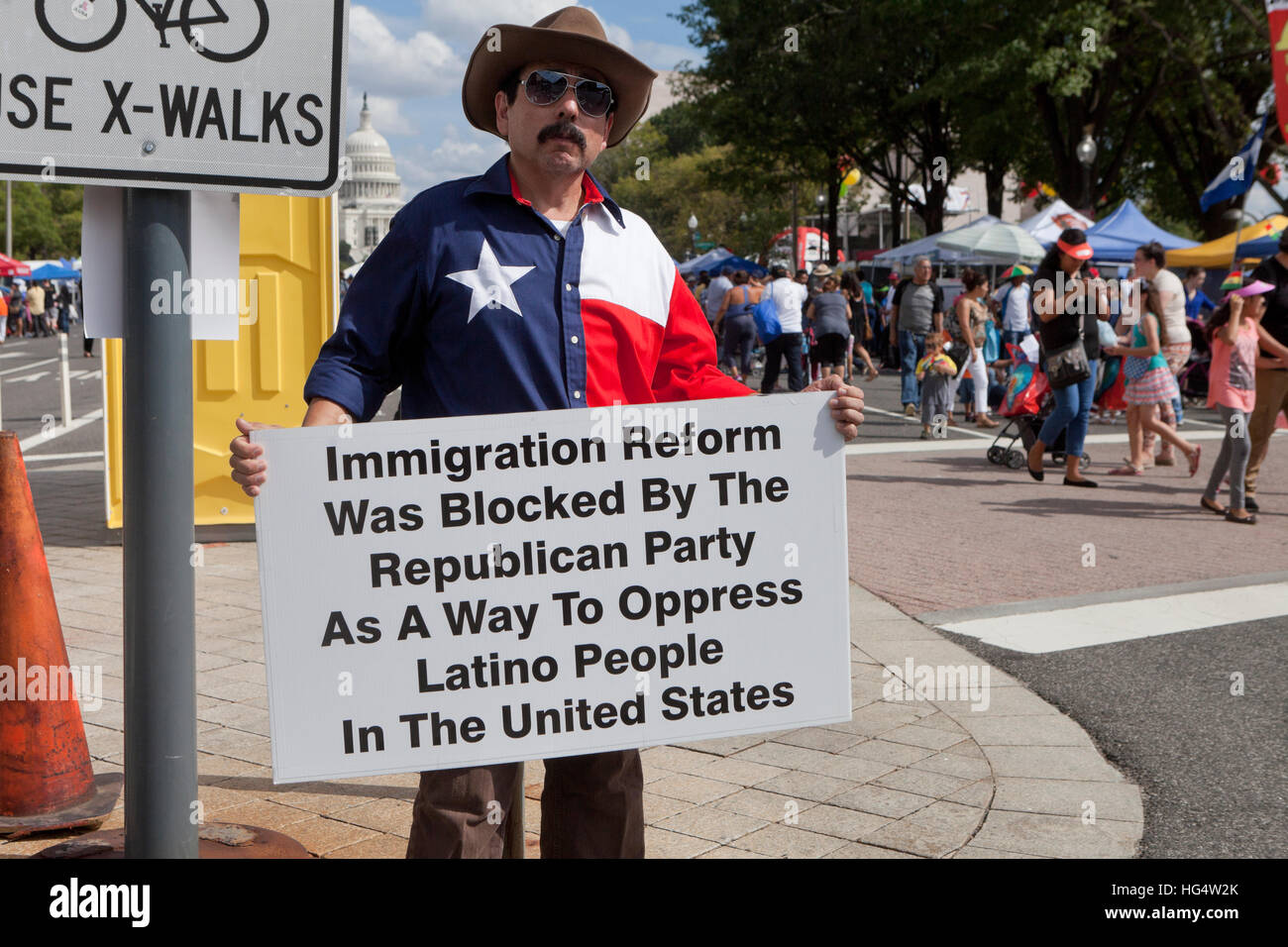 Immigration Reform protester opposing the Republican Party - Washington, DC USA Stock Photo