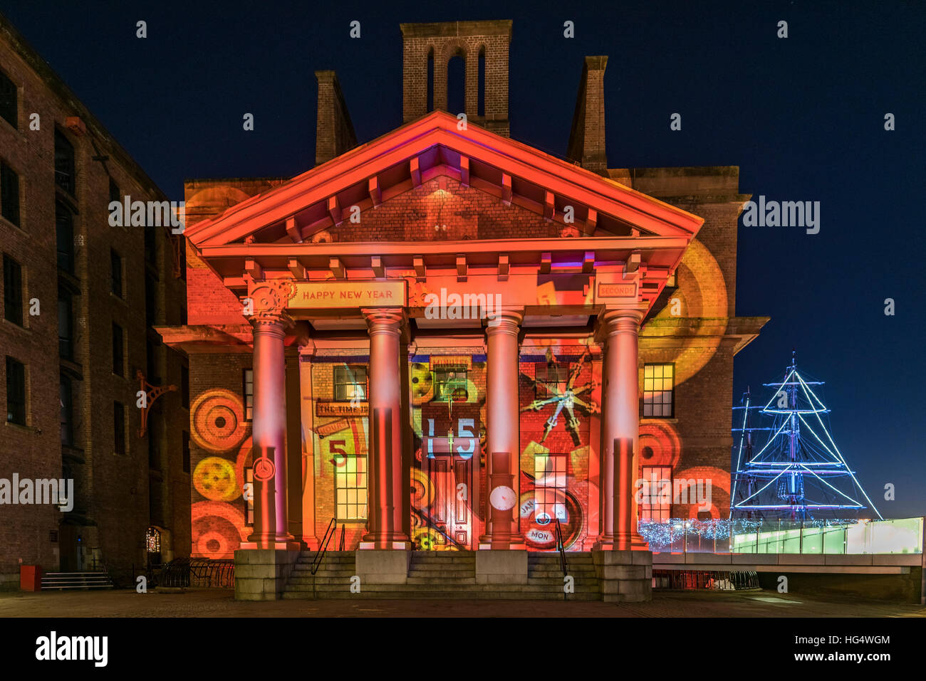 Floodlit iconic Grade I Listed Dr Martin Luther King Jr building ...