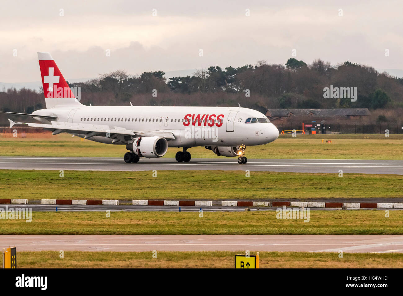 A Swiss International Air Lines Airbus A320-214  at Manchester airport. Stock Photo