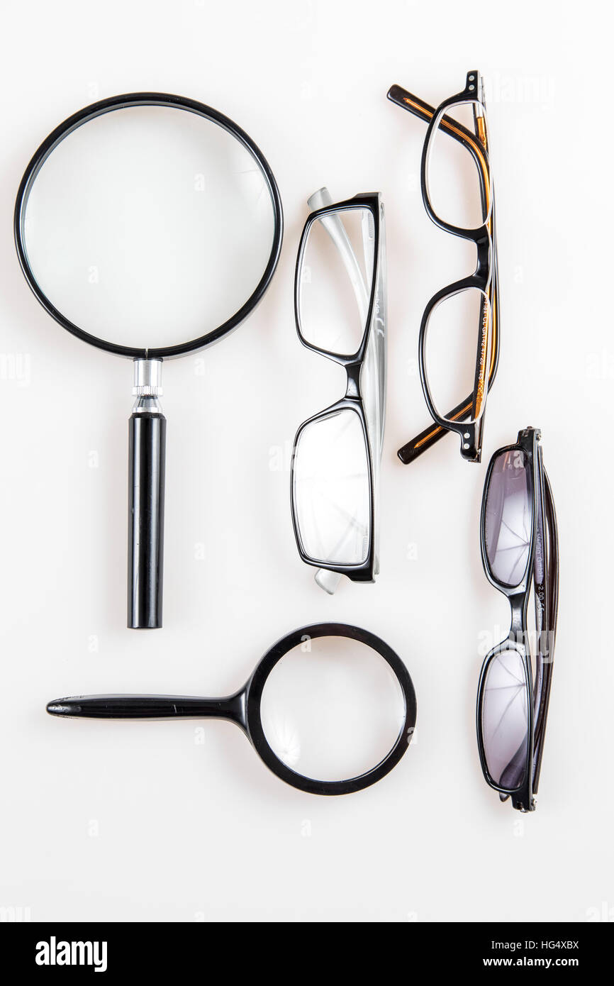 Reading aid, reading glasses, magnifying glass, loupe Stock Photo Alamy