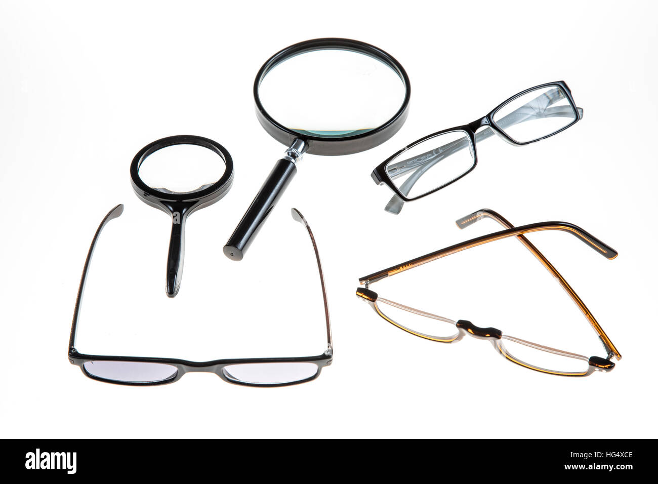 Magnifying glass and glasses Cut Out Stock Images & Pictures Alamy