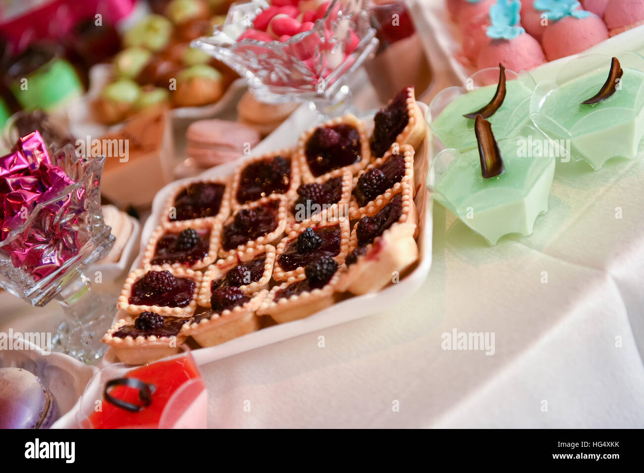 Cakes filled with cream colored natural light Stock Photo