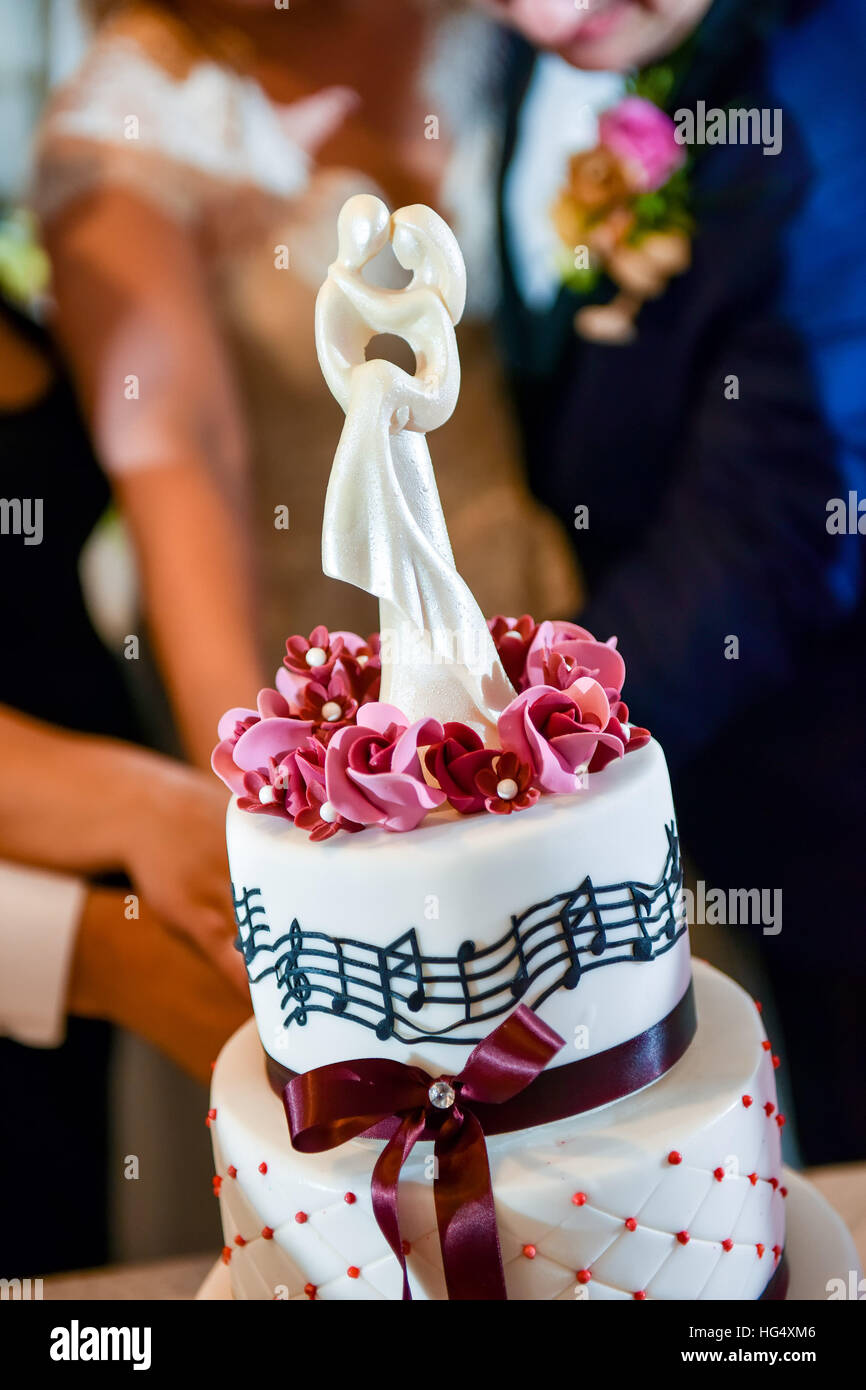 Wedding cake on the table in natural light Stock Photo