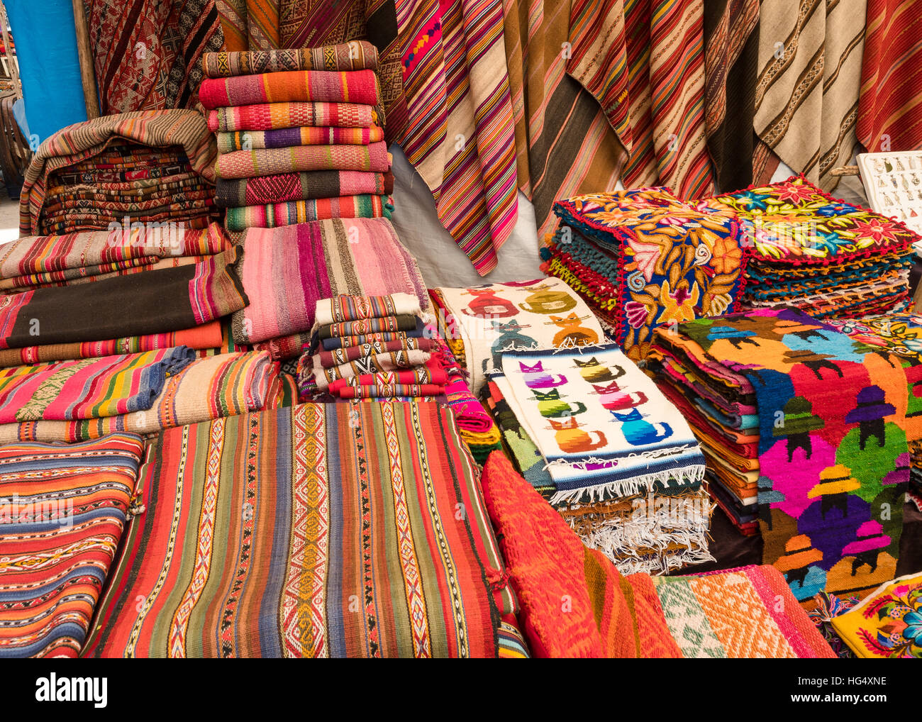 Colourful Pisac Market in Peru Stock Photo