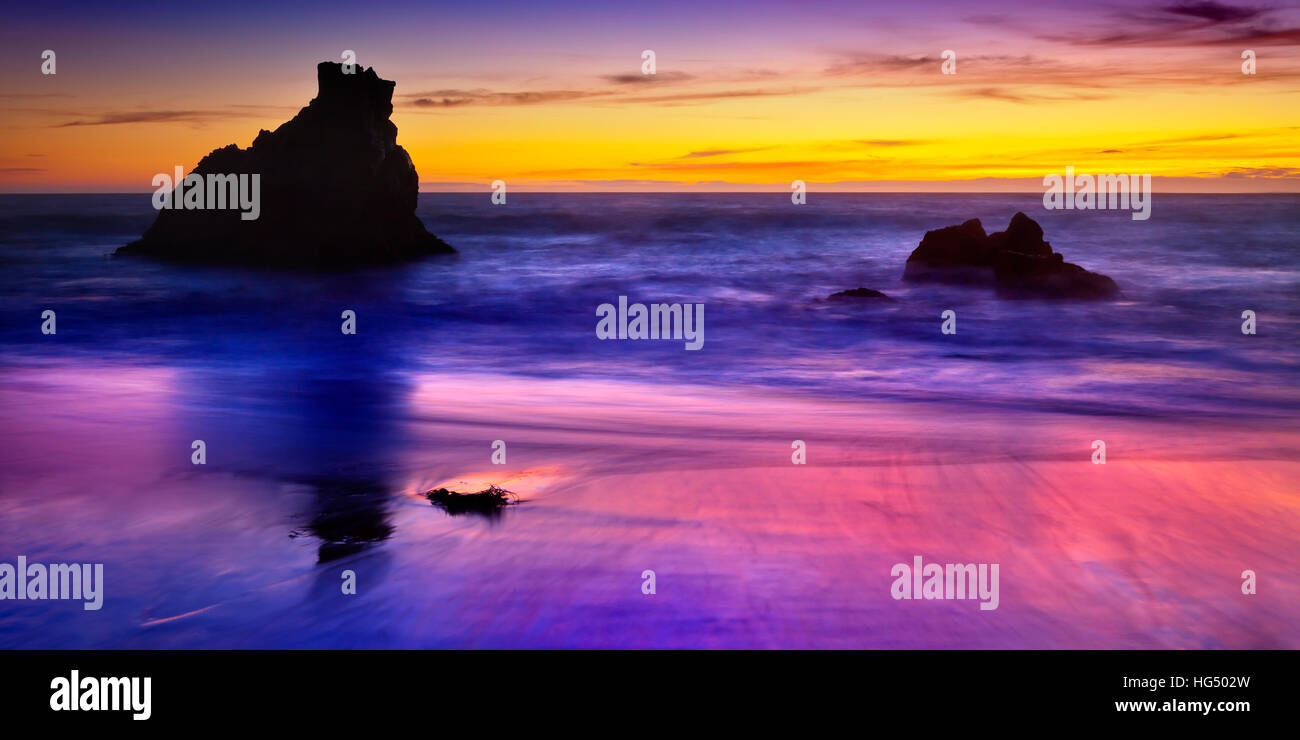 Point Reyes Sea Shore Landscape with sea stacks at sunset Stock Photo ...