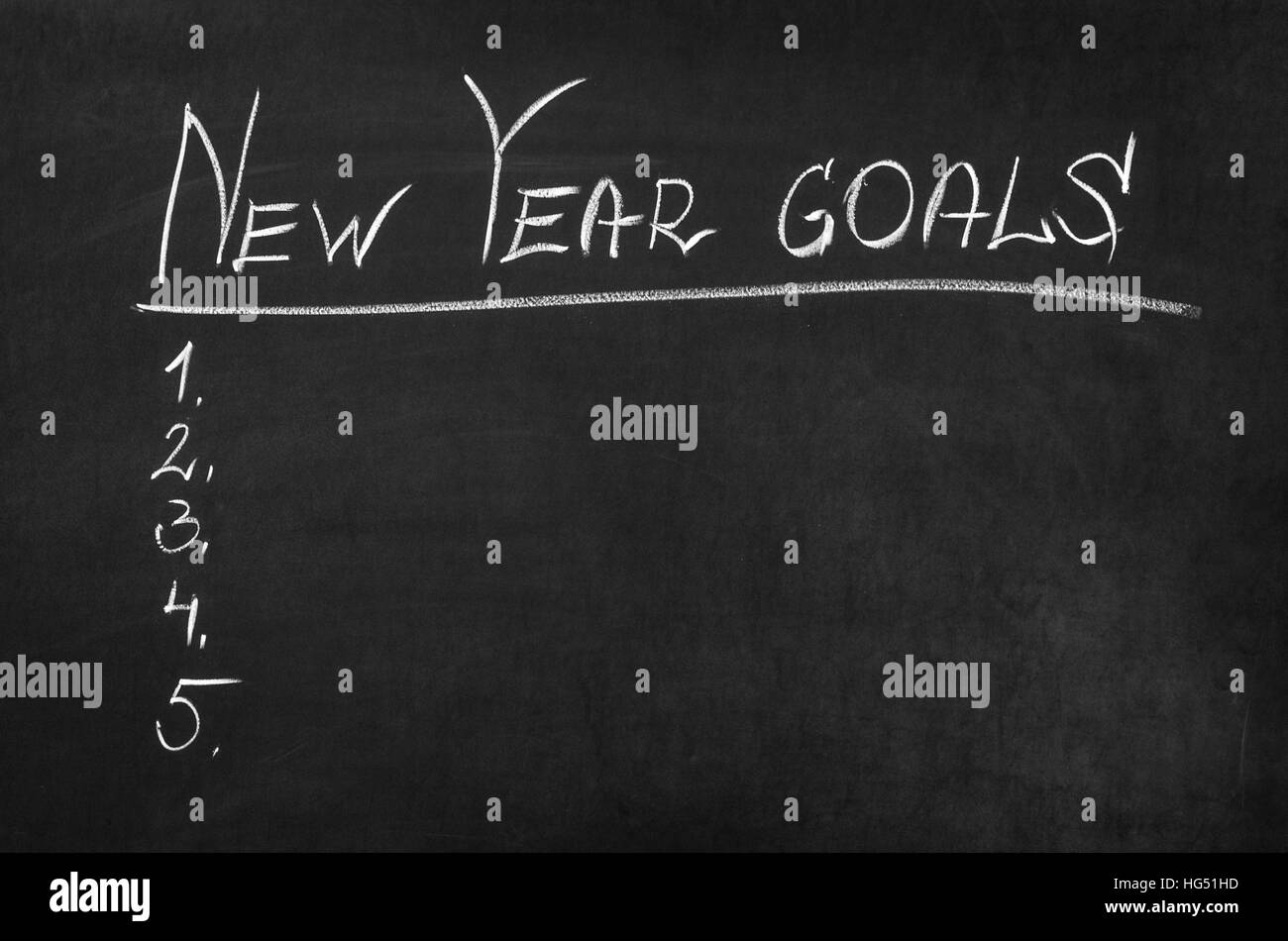 Goals For New Year Concept on grey chalkboard. Stock Photo