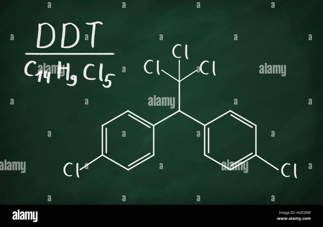 Chemical formula of DDT on a blackboard Stock Photo Alamy