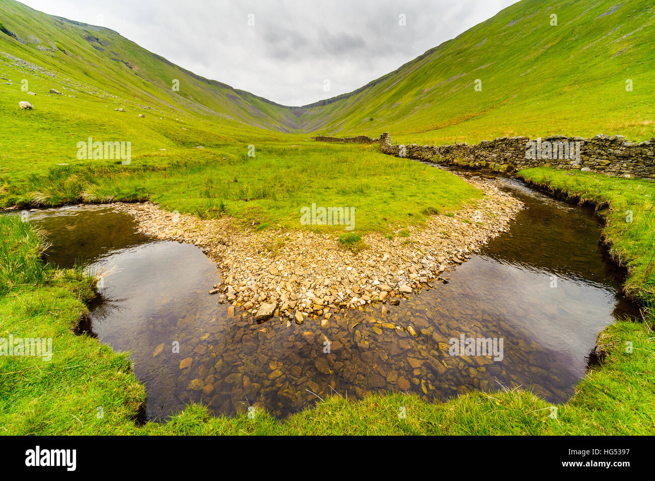 High Cup a dramatic landscape feature in the North Pennines above the Eden Valley Cumbria Stock Photo