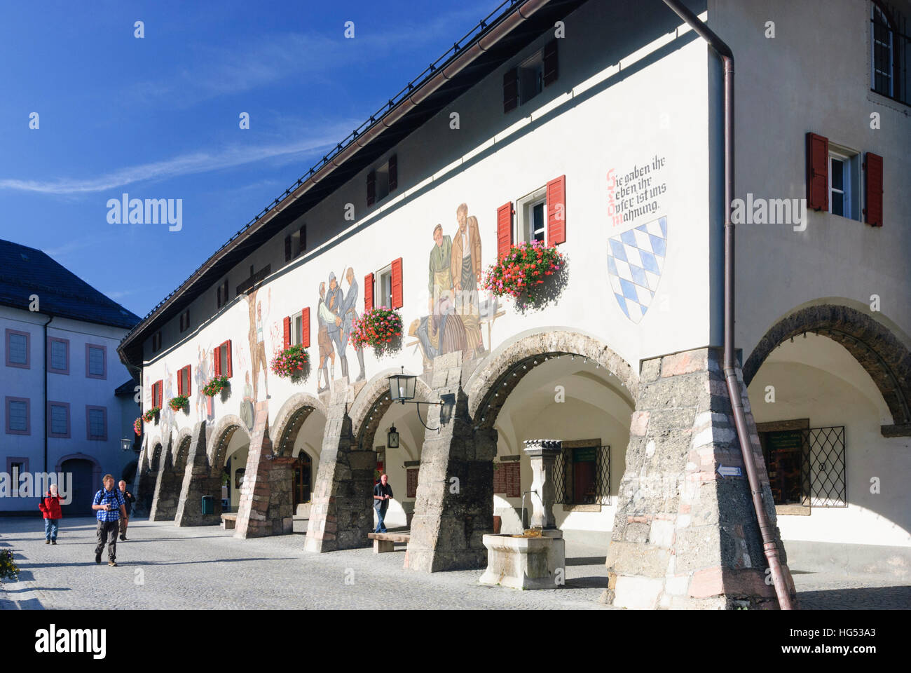 Berchtesgaden: arcades, Oberbayern, Berchtesgadener Land, Upper Bavaria, Bayern, Bavaria, Germany Stock Photo