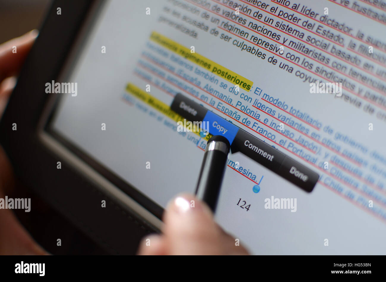College student using an iPad and a marker Stock Photo