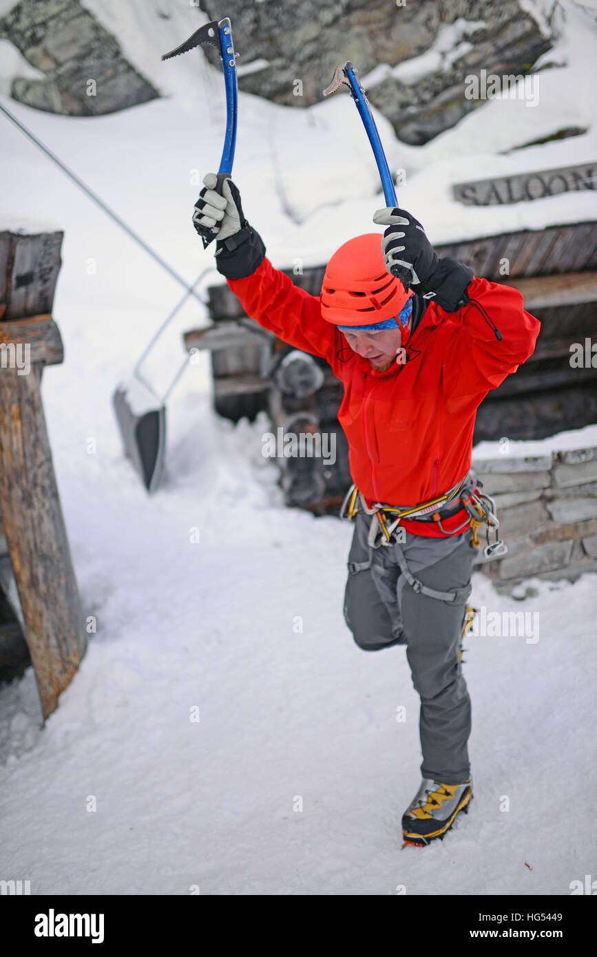 Ice Climbing in Pyha, Lapland, Finland Stock Photo Alamy