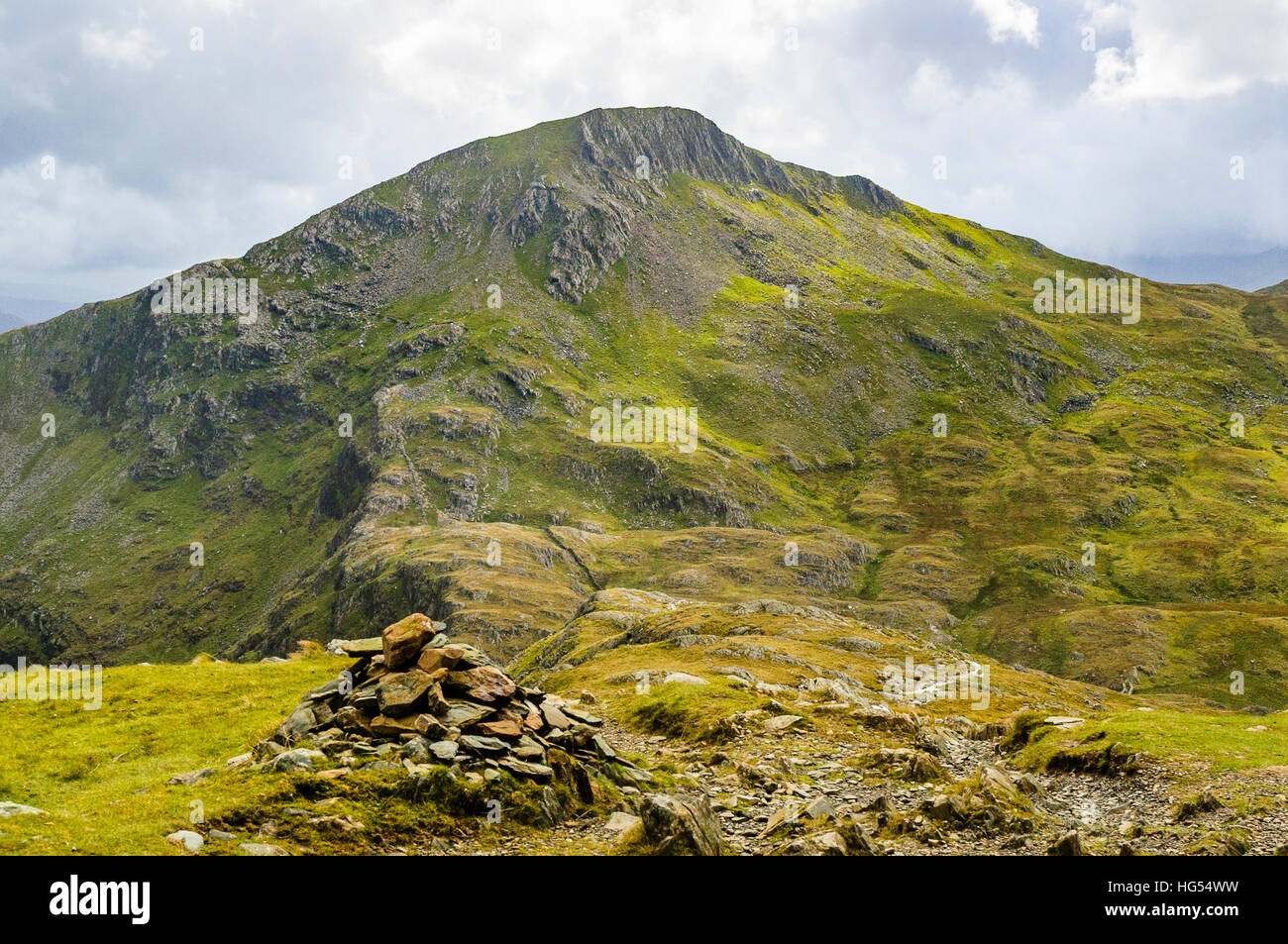 The peak of Yr Aran from the Allt Maenderyn ridge on the south side of Snowdon in Snowdonia National Park Wales Stock Photo