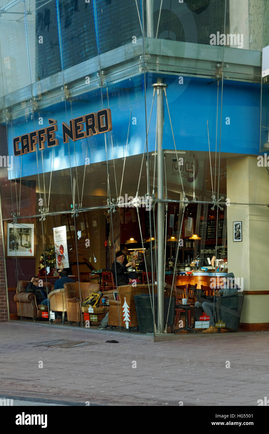 Caffe Nero Coffee shop, Cardiff city centre, Wales. Stock Photo