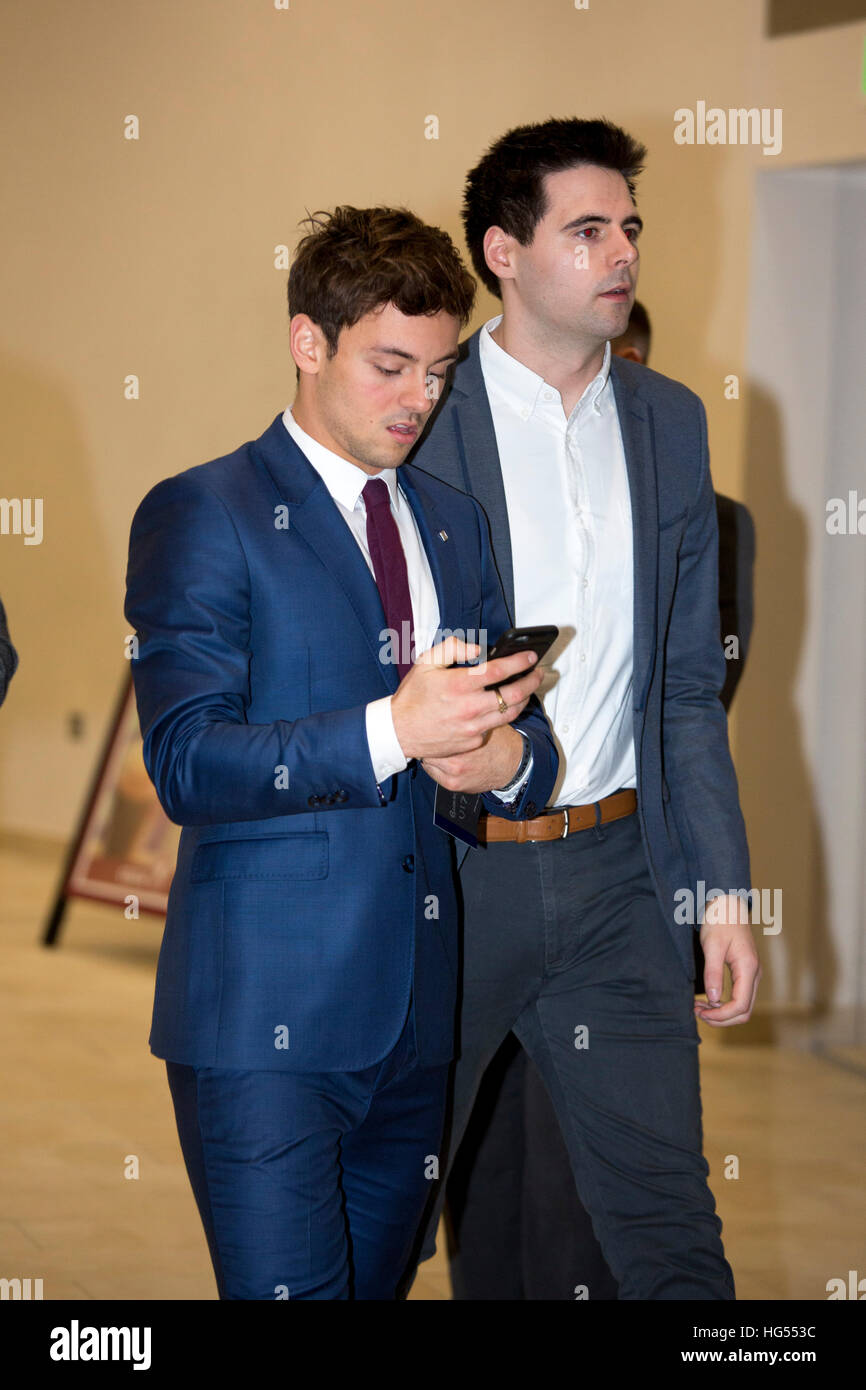 Diver Tom Daley, left, at the BBC Sports Personality of the Year (SPOTY) awards Stock Photo