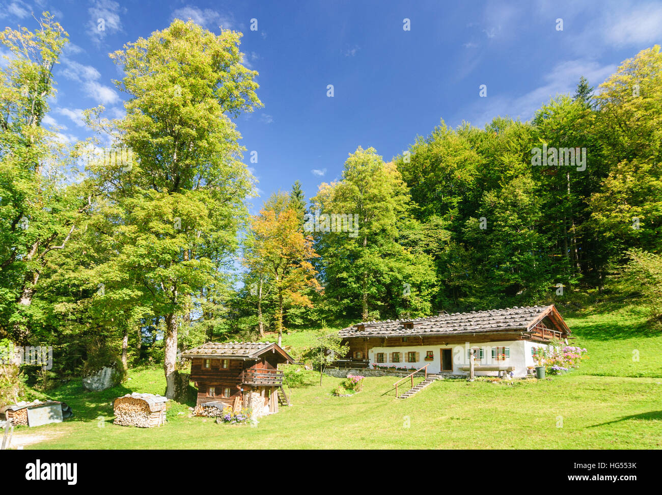 Schönau am Königssee: Alp hut, Oberbayern, Upper Bavaria, Bayern, Bavaria, Germany Stock Photo