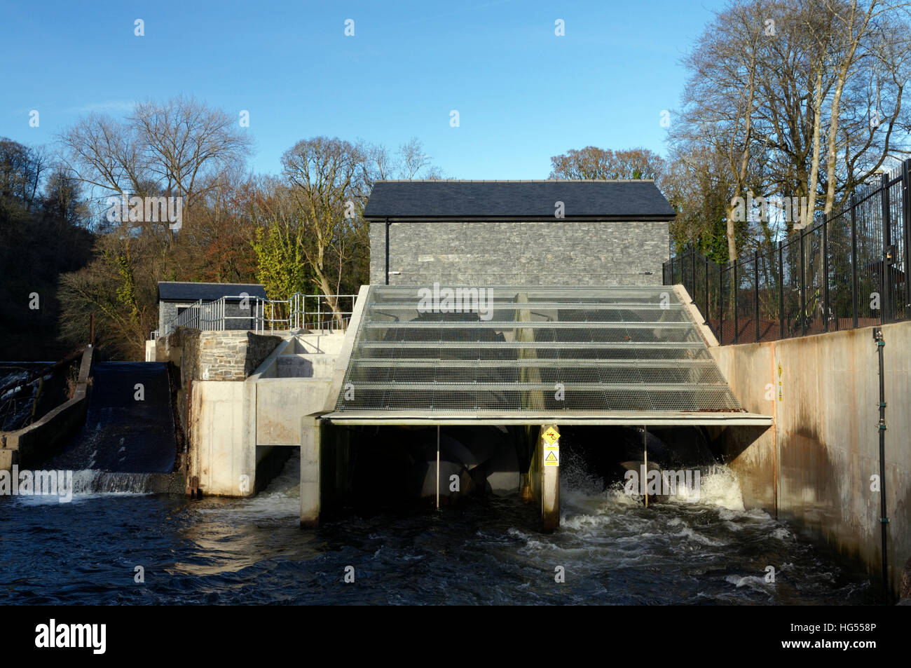 Hydro electric power plant radyr scheme cardiff wales hires stock