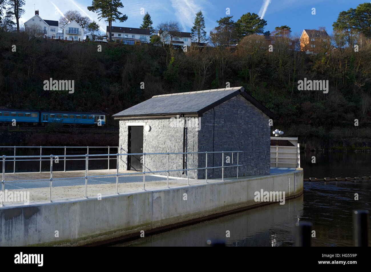 Hydro electric power plant radyr scheme cardiff wales hires stock
