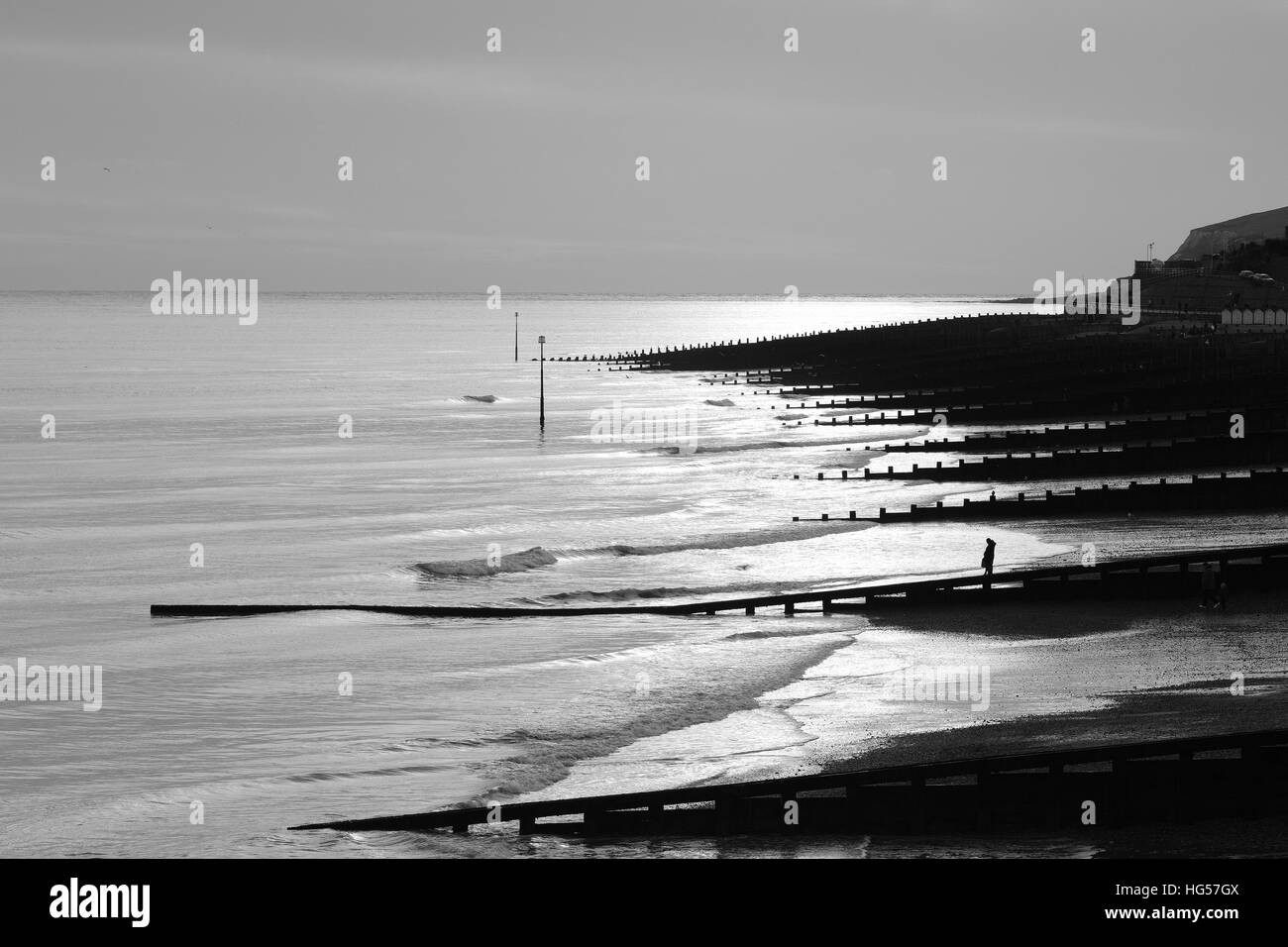 Eastbourne Beach B&W Stock Photo Alamy