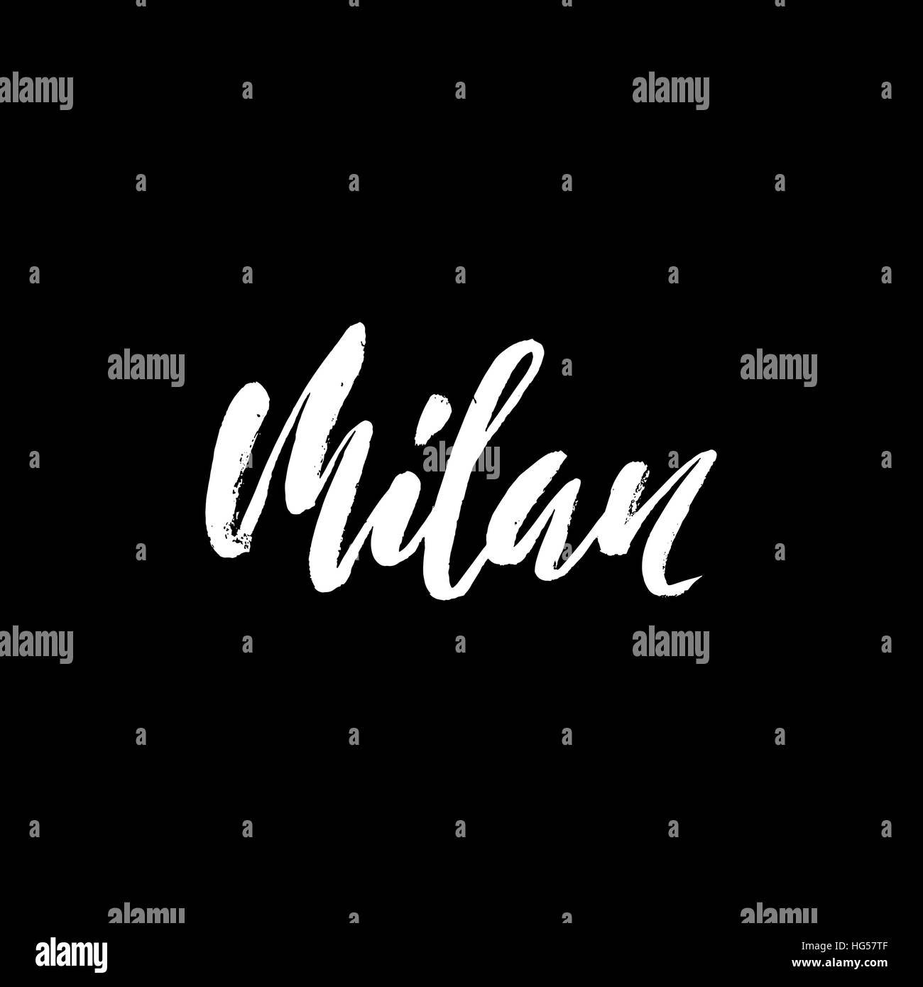Milan, Italy. City typography lettering design. Hand drawn brush calligraphy. Isolated vector illustration. Stock Vector