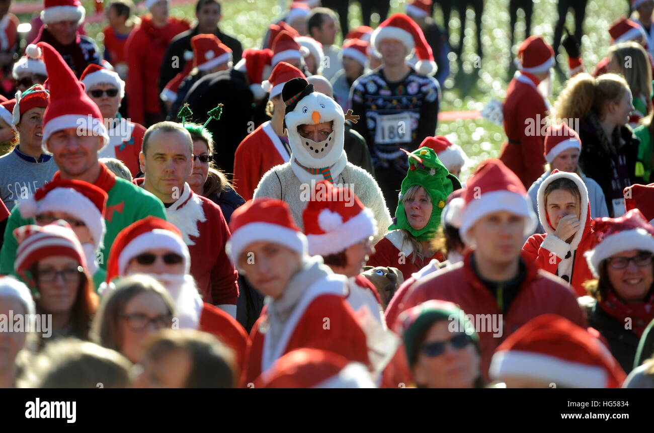 5th Annual Santa Fun Run held at Pittville Park in Cheltenham, England ...