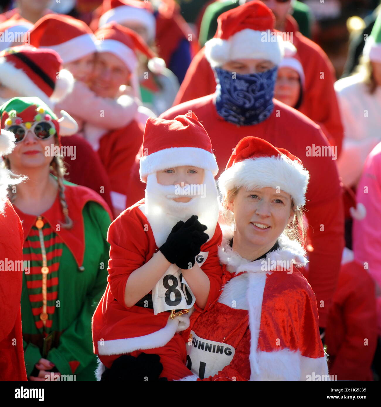 5th Annual Santa Fun Run held at Pittville Park in Cheltenham, England ...