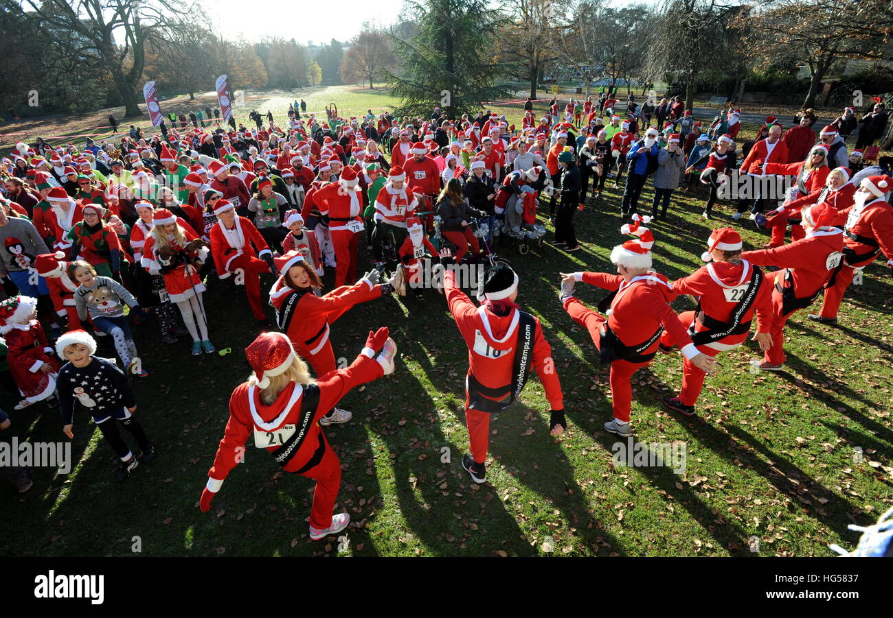 5th Annual Santa Fun Run held at Pittville Park in Cheltenham, England ...