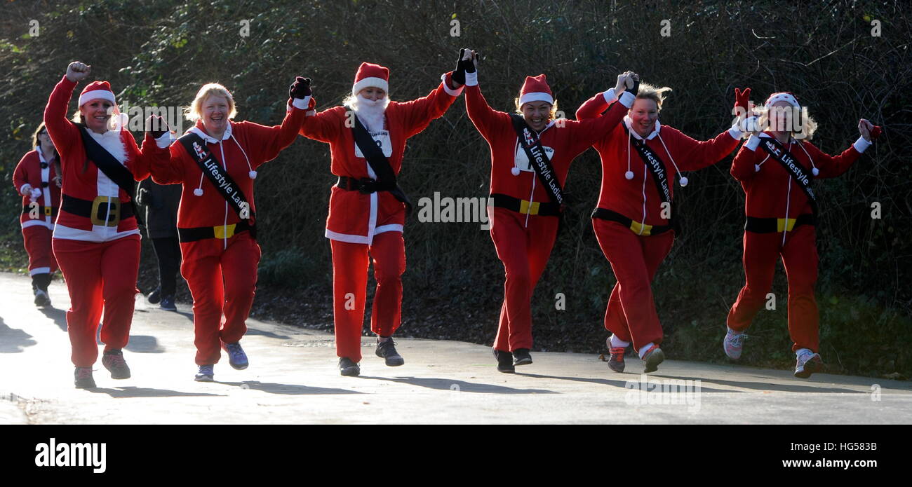 5th Annual Santa Fun Run held at Pittville Park in Cheltenham, England ...