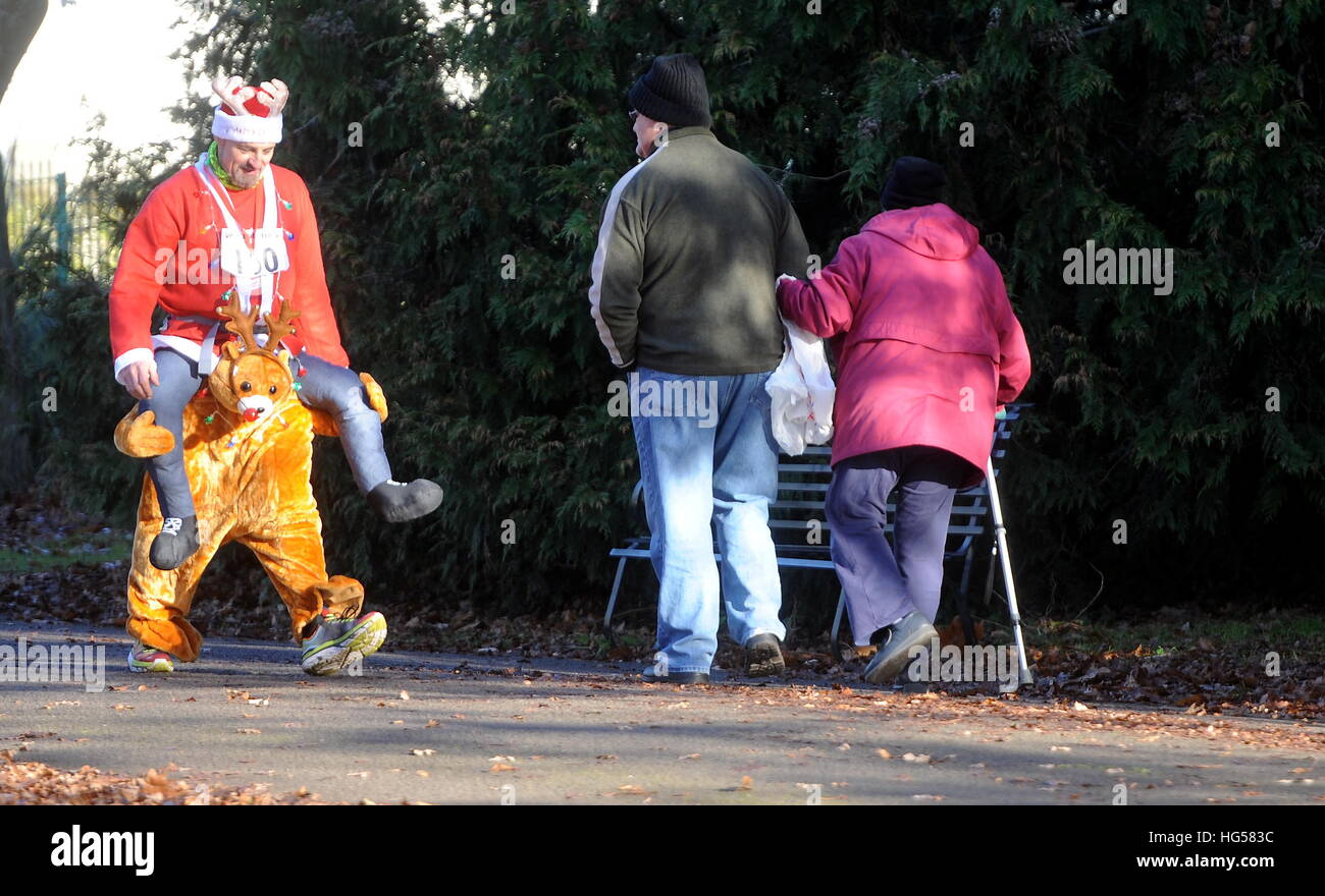 5th Annual Santa Fun Run held at Pittville Park in Cheltenham, England ...