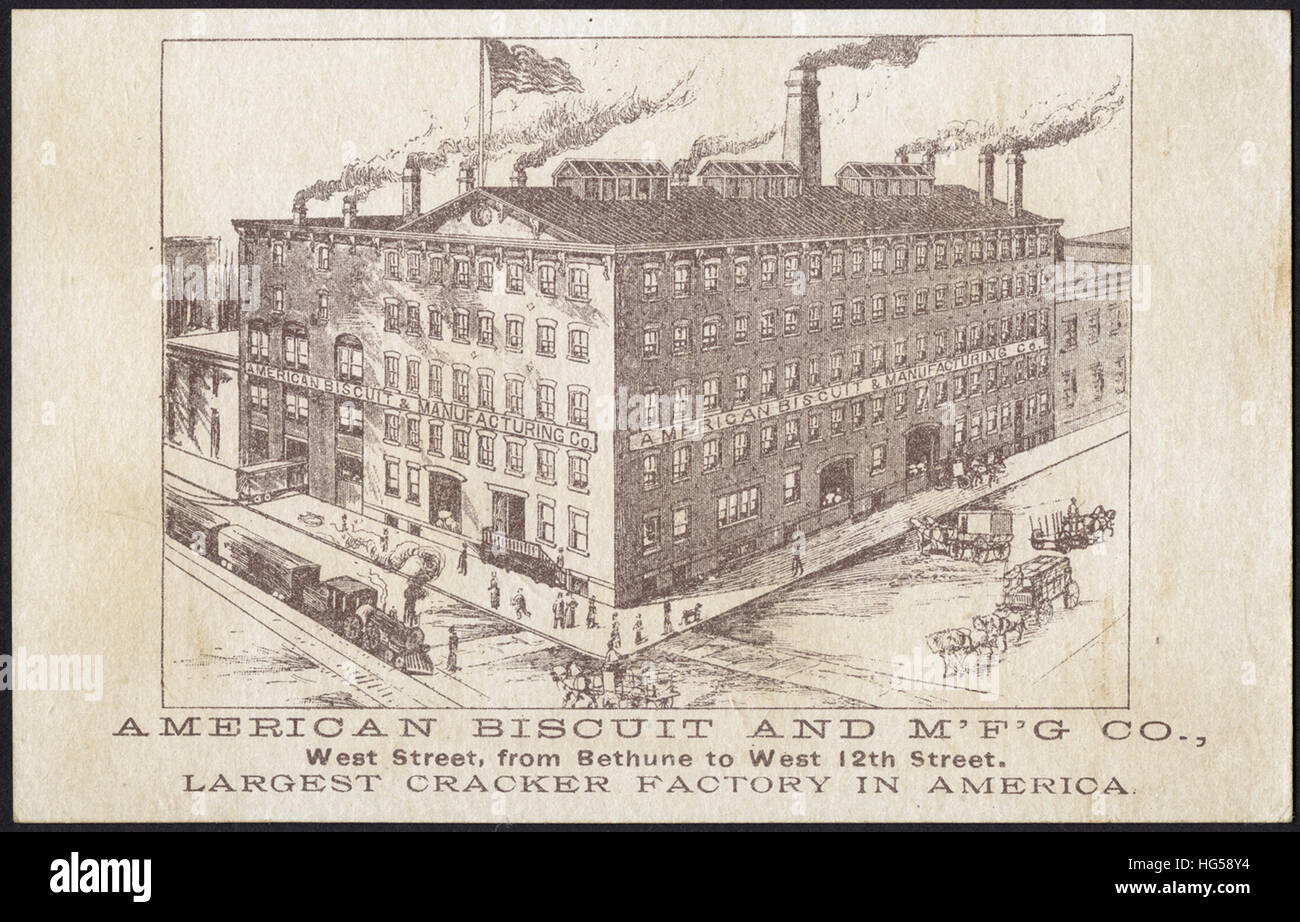 Baking Trade Card -  American Biscuit and M'f'g co. Manufacturers of high class biscuits and crackers. Always ask for the 'Parrot Brand' [back] Stock Photo