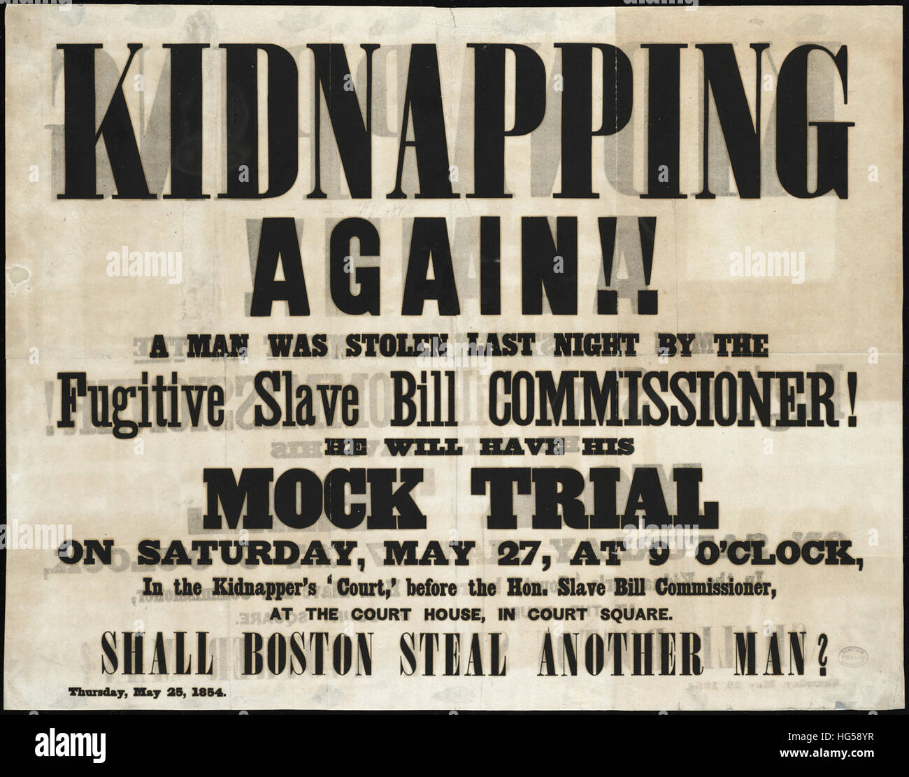Anti-Slavery Broadsides - Circa 1850 -  Kidnapping again!! Stock Photo