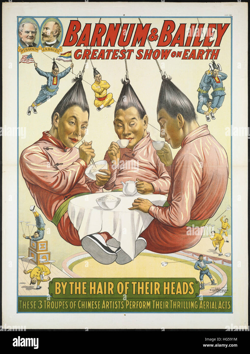 Circus Poster -  Barnum & Bailey greatest show on earth   By the hair of their heads Stock Photo