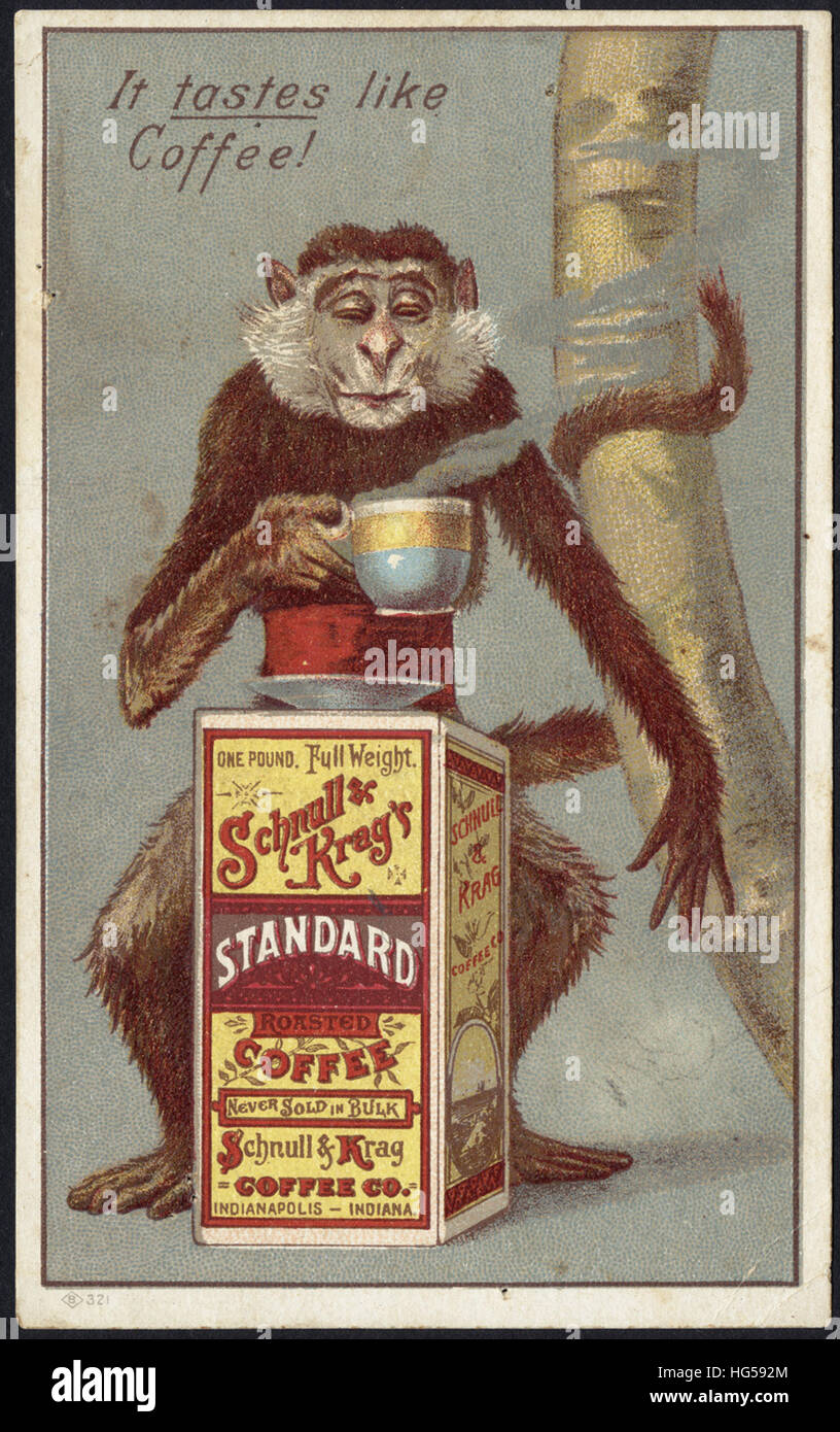 Beverage Trade Cards -  It taste like coffee! Schnull & Kreg's Standard Roasted Coffee Stock Photo