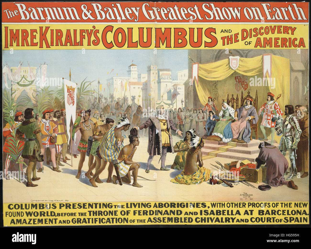 Circus Poster -  The Barnum & Bailey greatest show on earth   Imre Kiralfy's Columbus and the discovery of America Stock Photo
