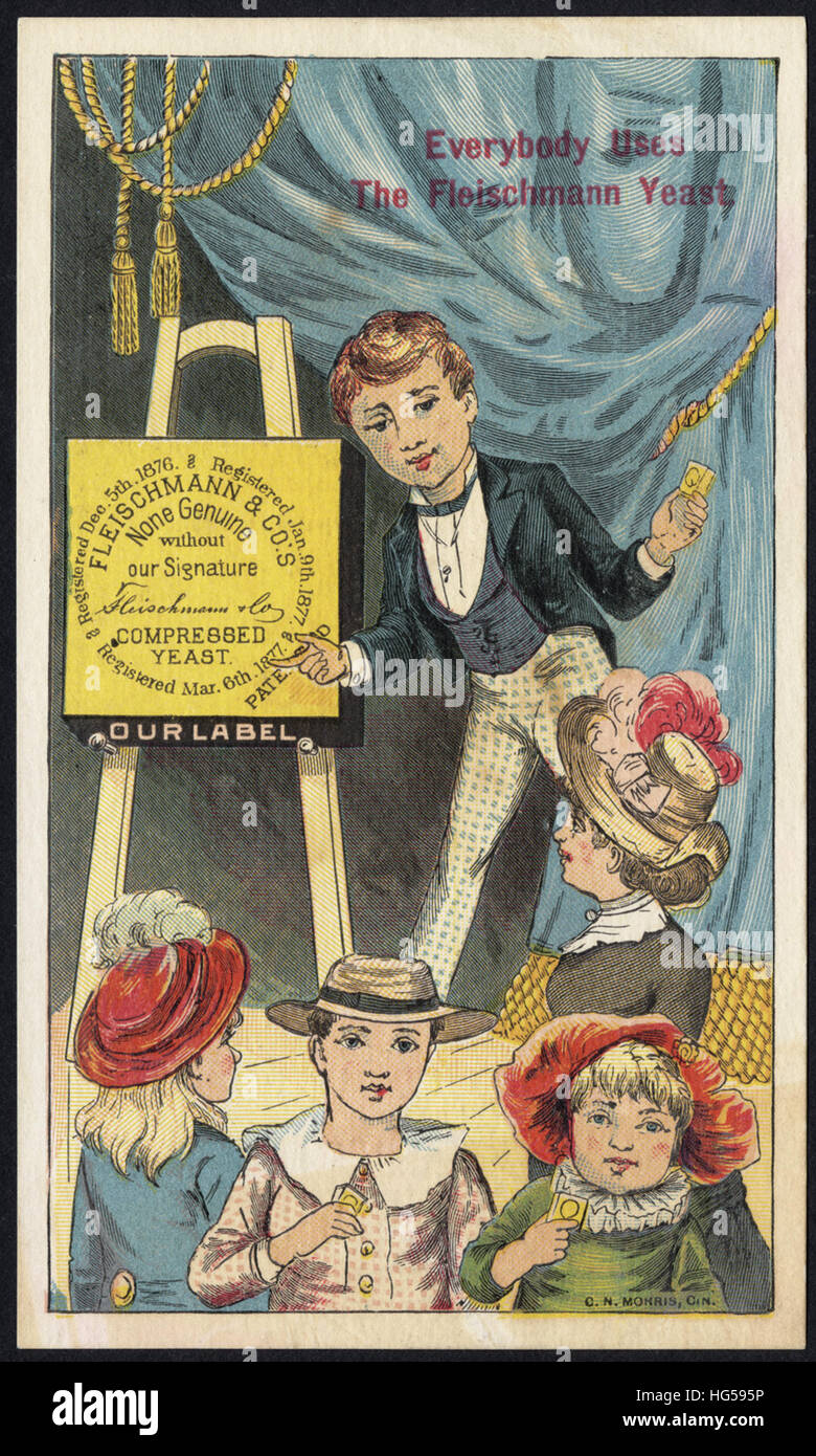 Baking Trade Card -  Everybody uses the Fleischmann Yeasts Stock Photo