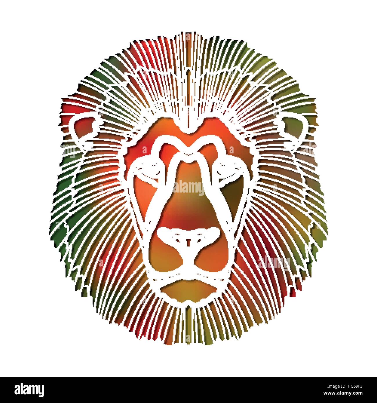 Bright colorful lion portrait, zodiac Leo sign Stock Vector