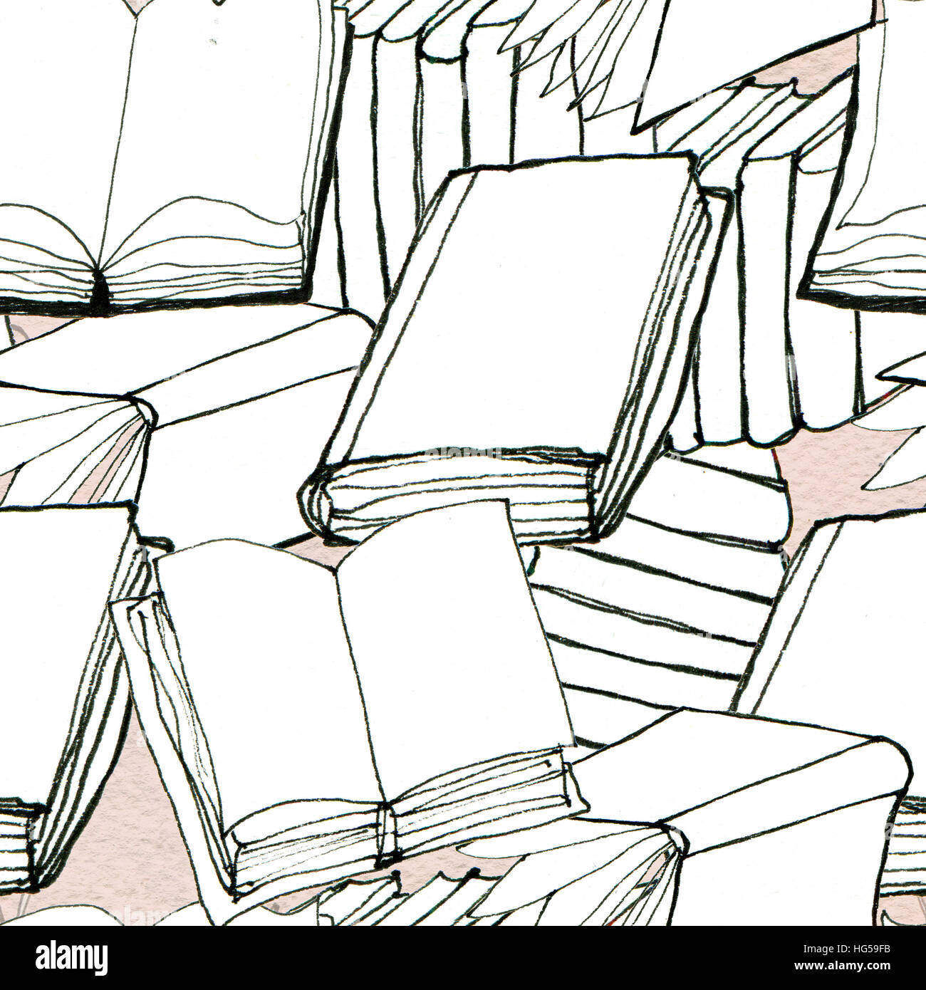 Seamless pattern with books Stock Photo - Alamy