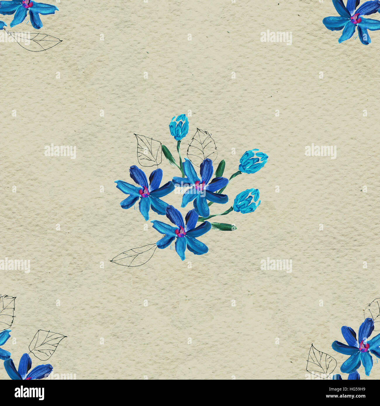 Seamless pattern with blue flowers Stock Photo - Alamy