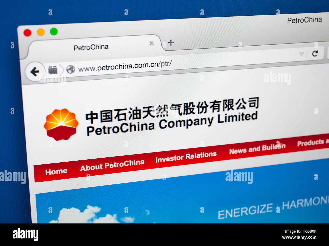 LONDON, UK - OCTOBER 20TH 2015: The homepage of the official PetroChina Company Website, on 20th October 2015. Stock Photo