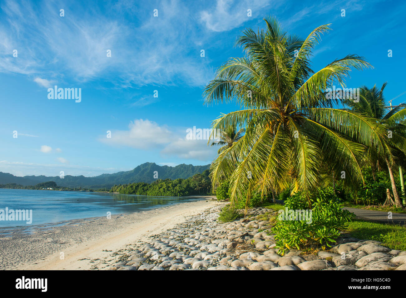 White sand beach, Kosrae, Federated States of Micronesia, South Pacific Stock Photo