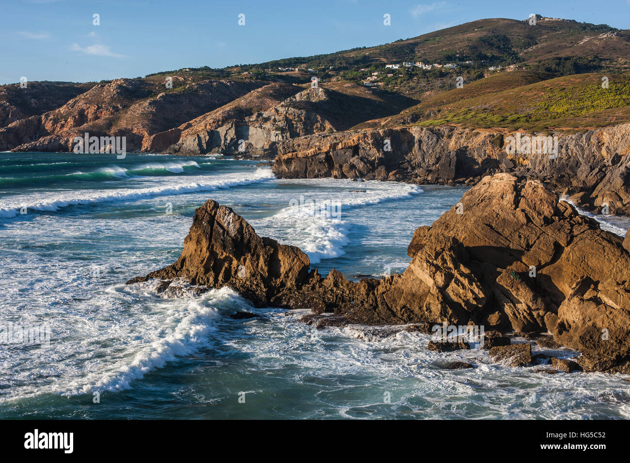 Atlantic Ocean, coast near Lisbon, Portugal Stock Photo