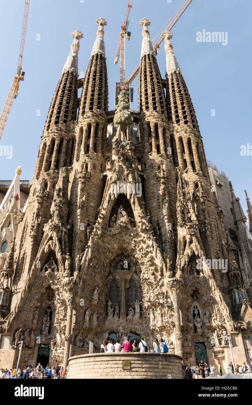 Gaudi's Cathedral of La Sagrada Familia, still under construction, UNESCO, Barcelona, Catalonia, Spain Stock Photo