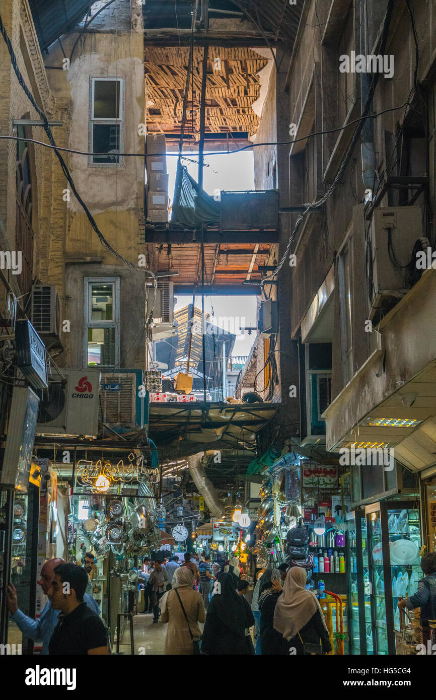 Multi-storied section of main Tehran Bazaar, Tehran, Iran, Middle East Stock Photo