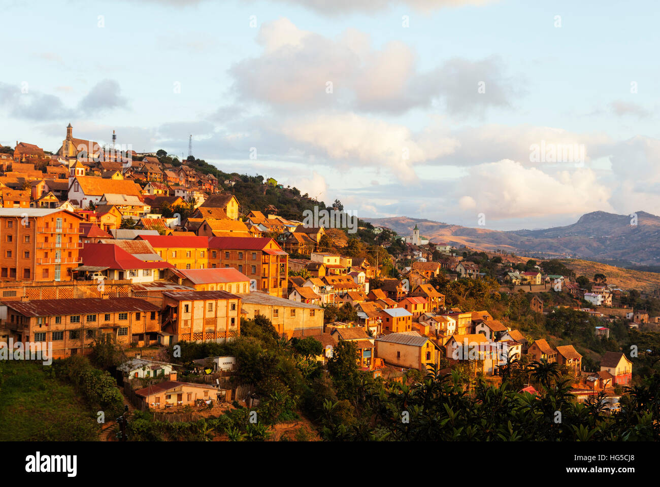 Fianarantsoa Haute Ville in the afternoon, central area, Madagascar Stock Photo