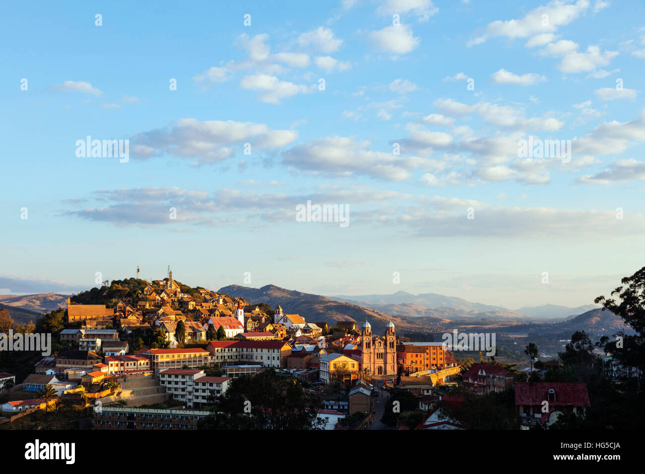 Fianarantsoa Haute Ville in the afternoon, central area Stock Photo