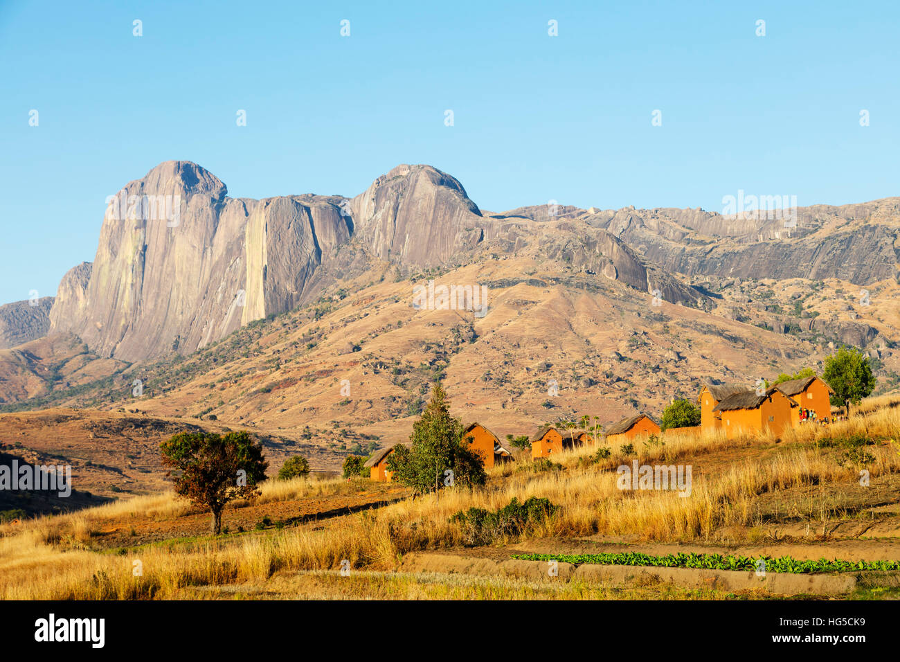 Betsileo village, Tsaranoro Valley, Ambalavao, central area Stock Photo