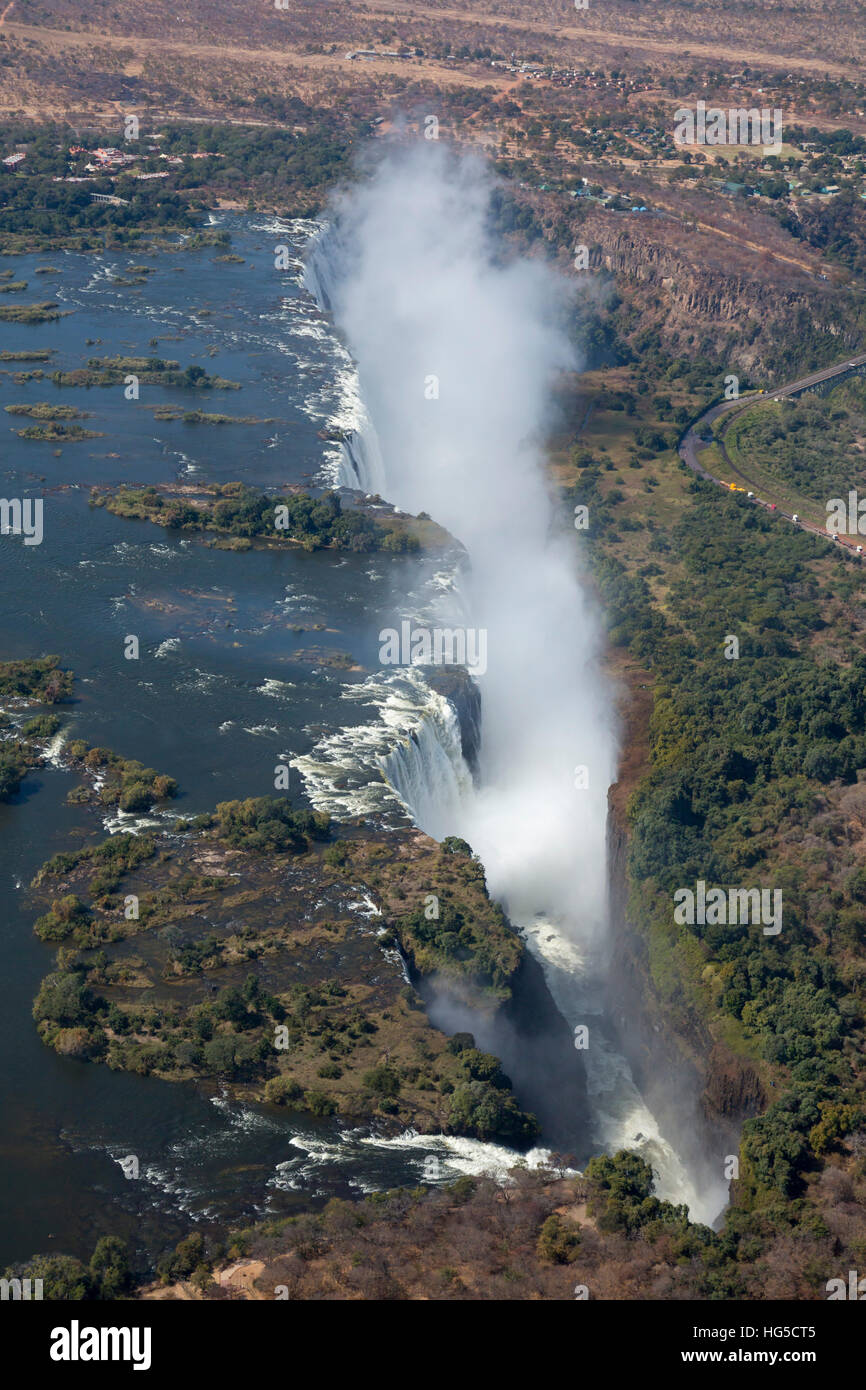 Victoria Falls, aerial view, UNESCO, Zimbabwe Stock Photo